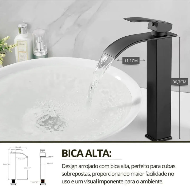Torneira Para Banheiro Bica Alta Preto Fosco5